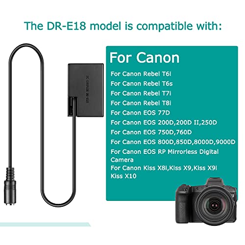 USB Línea De Conducción DC 8.4V ACK-E18 + DR-E18 BG-E18 LP-E17 Batería Virtual + 5V3A USB Adaptador para Canon 750D Kiss X8i T6i 760D T6S 77D 800D 200D Rebel SL2