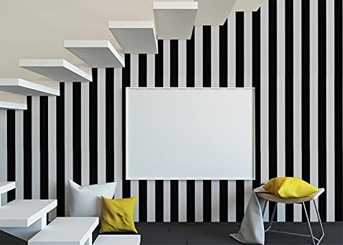 VANISA - Papel pintado con rayas blancas y negras (40 × 500 cm, autoadhesivo, papel de contacto de vinilo, autoadhesivo, autoadhesivo, para pared, sala de estar, dormitorio