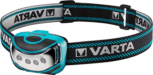 VARTA Outdoor Sports Head Light 4X LED de 5mm, Incluye: 3X LONGLIFE Power AAA, linterna para la cabeza, linterna, robusta (a prueba de caídas hasta 2 m) y carcasa a prueba de salpicaduras (IPX4)