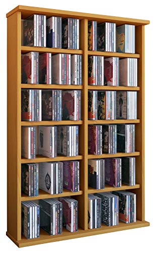 VCM Ronul-Torre para CD/DVD, para 300 CDs, sin Puerta de Cristal, Color Haya, Haya, Haya