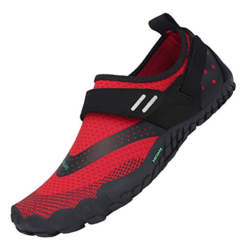 Verano Barefoot Minimalistas Mujer Zapatillas de Trail Descalzos Respirable Secado rápido Mujers Zapatos de Agua Deportes Acuáticos Escarpines Rojo 37