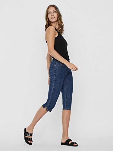 Vero Moda Vmhot Seven NW Dnm Slit Knicker Color Jeans, Medio De Mezclilla Azul, M para Mujer