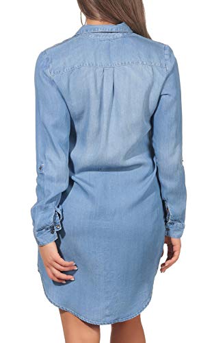 Vero Moda Vmsilla LS Short Dress Lt Bl Noos Ga Vestido, Azul (Light Blue Denim Light Blue Denim), 44 (Talla del Fabricante: X-Large) para Mujer