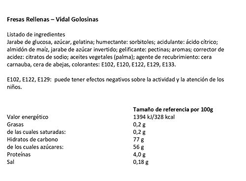 Vidal - Fresas Rellenas, Caramelo de Goma, Fresa, 125 Unidades
