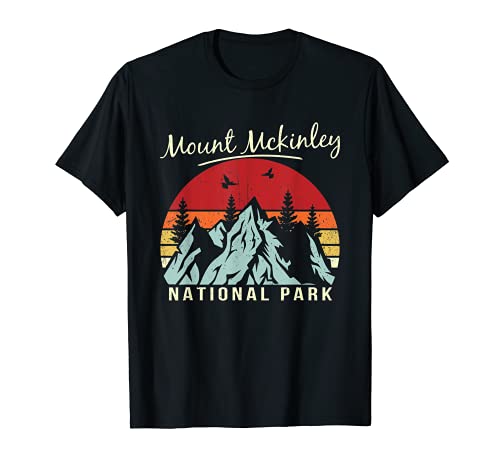 Vintage Retro Senderismo Camping Monte Parque Nacional Mckinley Camiseta