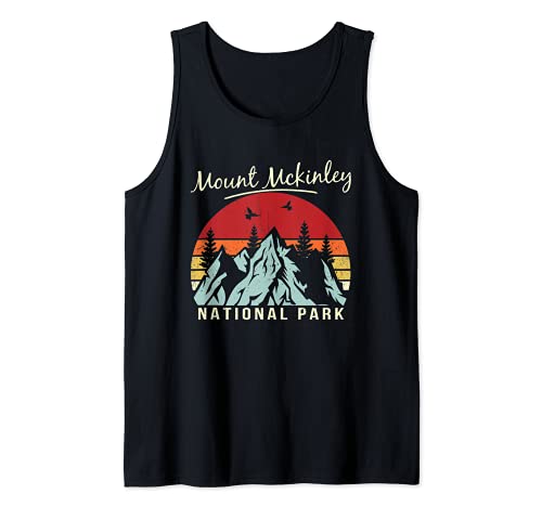 Vintage Retro Senderismo Camping Monte Parque Nacional Mckinley Camiseta sin Mangas