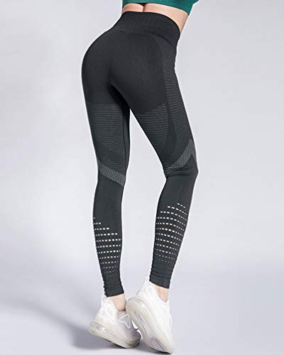 Voqeen Leggings Deportivos Mujer Cintura Alta Pantalones De Yoga De Malla para Running Training Fitness Estiramiento y Pilates