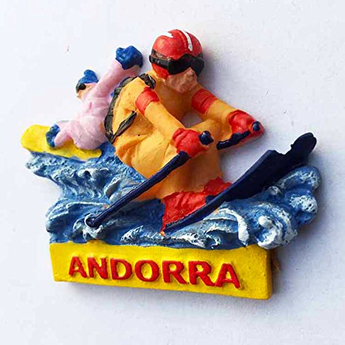 wedaredai 3D Andorra Esquiar Estilo Nevera Imán Souvenir Pegatinas Andorra Hecho a mano Hogar y Cocina Decoración Imán