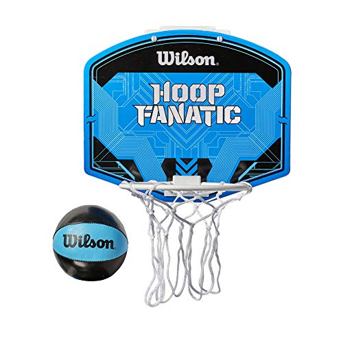 Wilson WTBA00436 Minicanasta de Baloncesto Fanatic Pelota incluida con Soporte para Puerta, Unisex-Adult, Azul/Negro, Uni