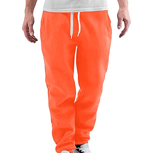 Wokee Pantalones de chándal cónicos para Hombre Pantalones de chándal Gruesos de Lana con cordón básico Informal para Correr Pantalones Deportivos de Invierno para Correr (Naranja, XXXL)