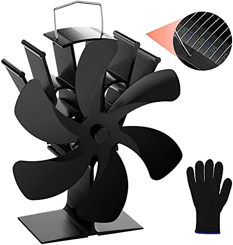 Wukong Ventilador estufa con Termómetro Ventilador de Chimenea Para Estufas, Estufas de Leña y Chimeneas Silencioso Negro
