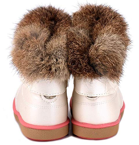 WYSBAOSHU Niña Invierno Botas de Nieve Cuero de PU Zapatos(20 EU/22 CN,Blanco)
