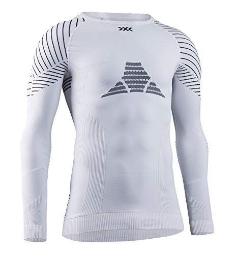 X-Bionic Invent 4.0 Shirt Long Sleeves Men Camiseta Deportiva Correr Jogging Training Fitness Gym Capa De Base para Hombre, White/Black, XXL