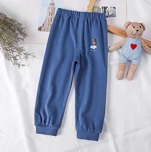 XM-Amigo Pantalones de algodón puro para niños y niñas, pantalones de primavera y otoño, pantalones casuales, pantalones de chándal de chándal - 2 piezas, Azul-amarillo, 100 cm 