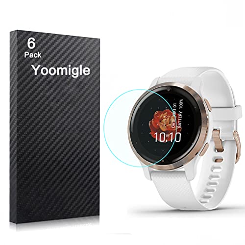 Yoomigle Pack de 6 protectores de pantalla compatibles con Garmin Venu 2S para Garmin Venu 2S Smart Watch Protector de pantalla de cristal transparente, HD, antiarañazos, antihuellas dactilares