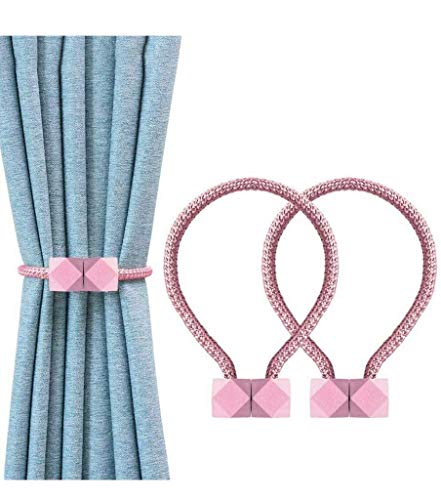 Yuna Alzapaños magnético para cortina de casa para cortinas pequeñas finas, 2 colores (rosa y gris)