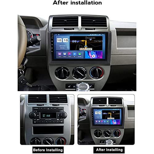 Yzmmt Autorradio Doble DIN Bluetooth for Jeep Brújula 2007-2009, 9 Pulgadas Pantalla Táctil Multimedia, Enlace Espejo por Teléfonos Android/iOS, Radio Am/FM Control del Volante (Color : M500S 4+64G)