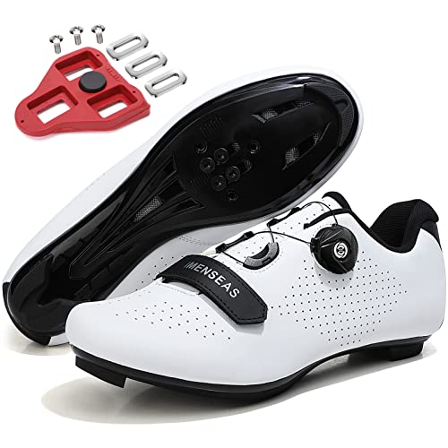 Zapatillas de Bicicleta de Montaña Antideslizantes para Hombre Mujer Zapatillas de Ciclismo MTB Transpirables Exterior Carretera (Blanco,46 EU)