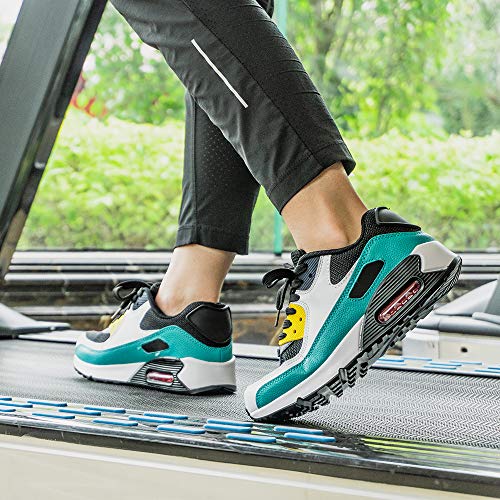 Zapatillas de Deportivas Mujer Zapatos Correr Hombre Running Casual Sneakers Cordones Colchón de Aire Ligero Respirable Calzado Verde 44