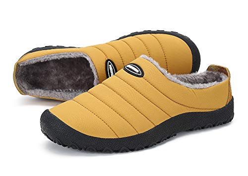 Zapatillas de Estar para Casa Hombre Mujer Invierno Calentitas Zapatillas de Deporte con Suela Antideslizante,Amarillo,39
