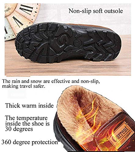 Zapatillas de Estar por casa Hombre Wool Lined Suede Mocasín Forro cálido Invierno,Marrón Oscuro,39 EU,24.5 CM Talón a la Punta del pie