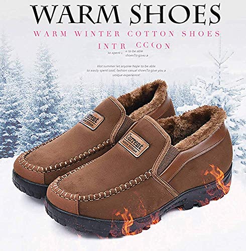 Zapatillas de Estar por casa Hombre Wool Lined Suede Mocasín Forro cálido Invierno,Negro,47 EU,28.5 CM Talón a la Punta del pie