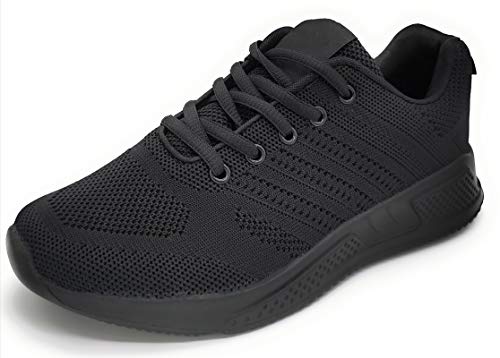 Zapatillas Deportivas Lisas Mujer Hombre Ligeras Transpirables de Malla Unisex para Correr, Caminar Negro 39