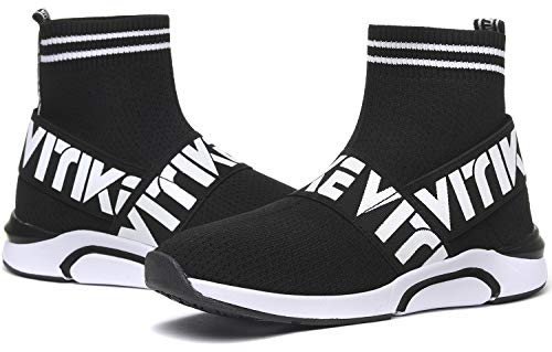Zapatillas para Mujer Altas Aire Libre y Deporte Transpirables Casual Yoga Zapatos Gimnasio Correr Sneakers, 7 Negro, 39 EU