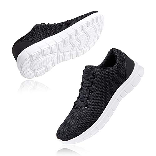 Zapatillas Running Hombre Mujer Zapatos Deportivos con Cordones Casuales Sneakers Sport Fitness Gym Outdoor Transpirable Comodas Calzado Negro Blanco Talla 40