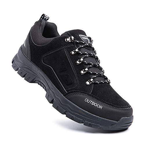 Zapatillas Trail Running Hombre Zapatos Senderismo Deporte Antideslizantes Cordones Ligero 2-Negro EU43