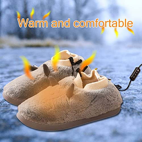 Zapatos con Calefacción Eléctrica USB, Zapatillas con calefacción, Suaves Zapatillas de Invierno de Felpa Calefactadas, Calentador de Pies Eléctrico para Invierno