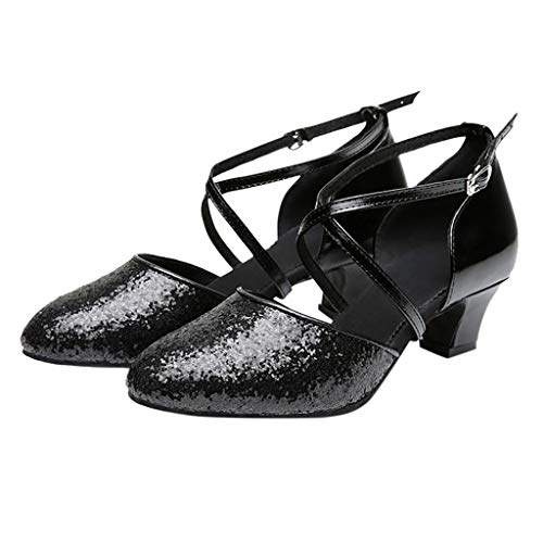 Zapatos de Baile Latino de Tacón Alto/Medio para Mujer Ballroom Latin Salsa Dance Shoes Square Calzado de Danza Zapatos Vestir de Fiesta riou