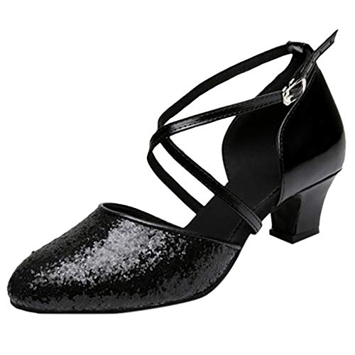 Zapatos de Baile Latino de Tacón Alto/Medio para Mujer Ballroom Latin Salsa Dance Shoes Square Calzado de Danza Zapatos Vestir de Fiesta riou