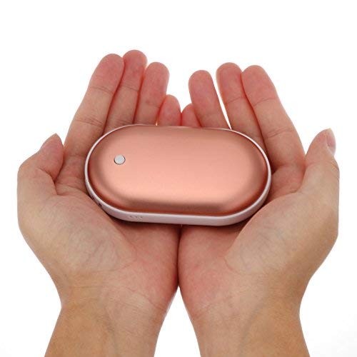 ZGHYBD 5000mAh Rechargeable Hand Warmers USB Heater Power Bank Electric Pocket Gift,2 In1 Portable USB Hand Warmer Heater Battery Pocket Warmer Rosegold
