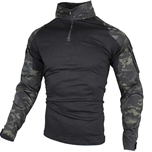 zuoxiangru Camiseta de Combate táctica para Hombres, Camisa Multicam Transpirable Ripstop para Caza Militar Airsoft (Aymc, EU S=Tag L)