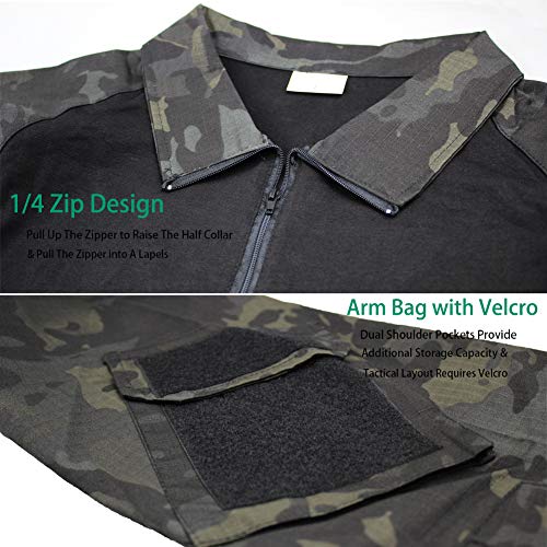 zuoxiangru Camiseta de Combate táctica para Hombres, Camisa Multicam Transpirable Ripstop para Caza Militar Airsoft (Aymc, EU XL=Tag 3XL)