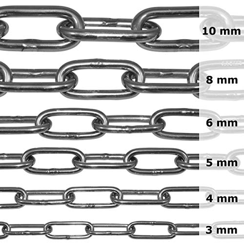 100-cm = 1-metros 3-mm cadena de acero inoxidable de espesor fabricado en V4A de eslabón largo de NietFullThings en cada unidad Cadena de anclaje DIN 5685 DIN 763 1-m