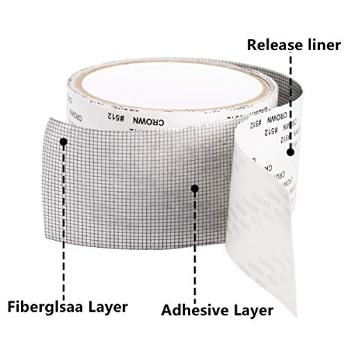 2 cintas adhesivas de fibra de vidrio para mosquiteras, 5 x 200 cm, color gris