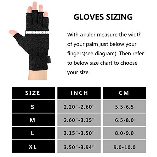 2 pares de guantes de artritis, guantes de compresión de apoyo y calor para manos, alivian el dolor de la reumatoide, la osteoartritis, el RSI, el túnel carpiano, la tendinitis
