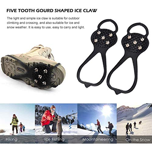 2 pares de pinzas para hielo para zapatos, antideslizantes, con 5 garras, agarraderas de nieve, para botas, zapatos, senderismo, pesca, correr, escalada, senderismo