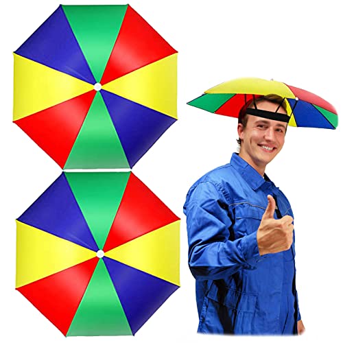 2 Piezas Sombrero del Paraguas Gorro de Paraguas Sombrero de Paraguas de Jardinería de Pesca Paraguas de Cabeza Plegable Paraguas Cabeza Colores Sombrero Paraguas Sombrero lluvia Sombrero Sombrilla