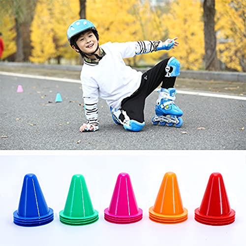 20 Pzs Conos Slalom Patinaje, Conos Trafico Entrenamiento, Conos Entrenamiento de Colores, Conos de Obstáculo para Niños, Conos Entrenamiento para Fútbol, Baloncesto y Patinaje Sobre Ruedas(5 Colores)