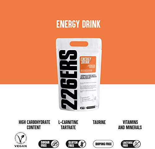 226ERS Energy Drink | Bebida Energética con Amilopectina, Taurina y L-Carnitina, Sin Gluten y Sin Lactosa, Mandarina - 1000 gr