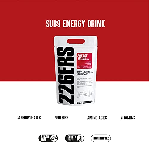 226ERS Sub9 Energy Drink, Bebida Energética con Proteína Whey, BCAAs, Amilopectina, Taurina y L-Carnitina, Sandía - 1000 gr