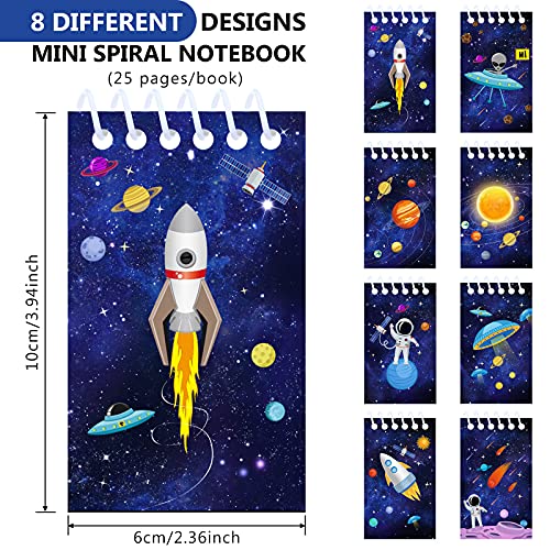 24 Mini Blocs de Notas de Galaxia de Espacio Exterior, Mini Cuadernos de Espiral de Cohete Astronauta Ciencia Memo de Recompensa de Maestro Salón de Clases para Niños Cumpleaños Planeta