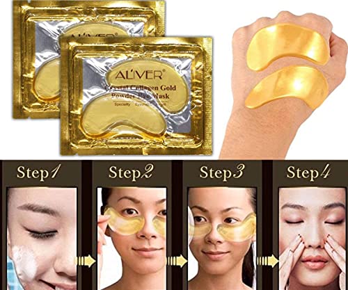 (25 Pairs) Crystal 24K Gold Powder Gel Collagen Eye Mask,Premium Anti Aging, Anti Wrinkle, Moisturiser for Under Eye Wrinkles, Remove Eye Bags, Under-eye, Dark Circles, Hydrating, Puffy Eyes
