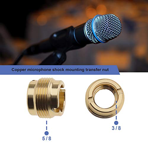 4 adaptadores de clip de tuerca para micrófono de 5/8 pulgadas de rosca externa a conector de rosca interna de 3/8 pulgadas chapado en cobre