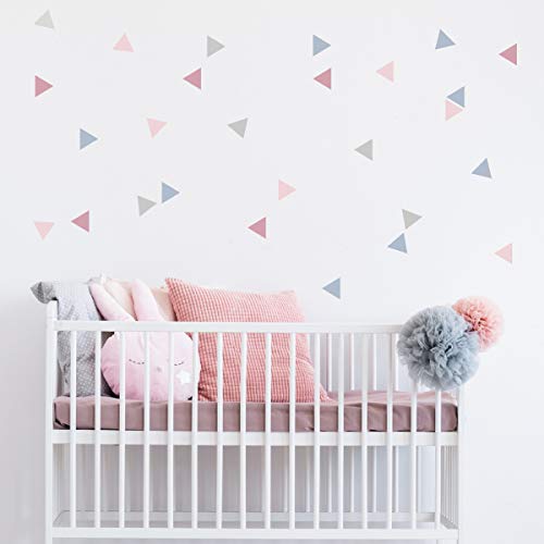 50 Triángulos nórdicos combinación rosa palo - Vinilos bebé