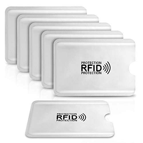 6 Pack PAMIYO Protector de Tarjetas de Credito RFDI, Protección 100% de NFC Bloqueo Blocker Card para Tarjeta de Crédito, Débito y Tarjeta de Identificación - Aluminio[6 Protectores Tarjeta Credito]
