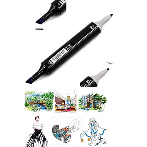 60 Colores Marker Pen Set Dibujo Rotulador Animación Boceto Marcadores Set permanente de graffiti Pen para dibujar bocetos de arte, pintar, colorear y subrayar (Negro, 60 Colores)